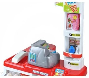 PROCART Szupermarket készlet, 24 kiegészítő, fények, hangeffektusok, bevásárlókosár, pénztárgép, 82x50x44 cm