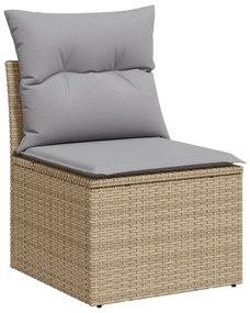9 Darabos Kert Sofa Szett Párnákkal Bézs Poli Rattan, 2-Fős Kert Sofa Párnákkal Bézs Poli Rattan