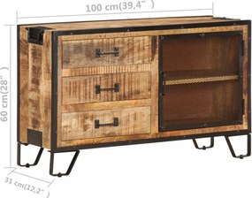 tömör nyers mangófa komód 100 x 31 x 60 cm
