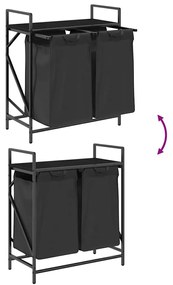 fekete tölgyfa mosodai kosár 2 rekeszes polccal