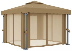 tópszínű alumíniumpavilon függönnyel 3 x 3 m