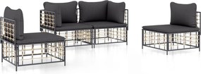 vidaXL 4 részes antracitszürke polyrattan kerti ülőgarnitúra párnákkal