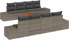 vidaXL Kerti Kanapé Szett tárolóval 9 pcs Szürke polirattan