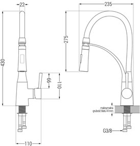 Mexen Pablo, gránit mosogató 752x436x161 mm, 1 kamrás és Aster mosogató csaptelep, bézs, 510-69-73450-57-G