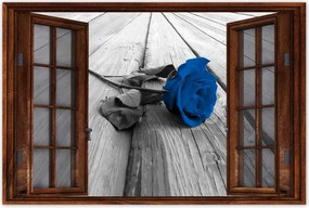 Poszterek 90x60 Kék rózsa a deszkåkon