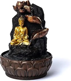 Meditáló Buddha lótusz szökőkúttal 19.5x19.5x27cm