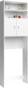 SILKE mosógép fölé helyezhető magas szekrény, 185×63×20 cm, fehér Casaria