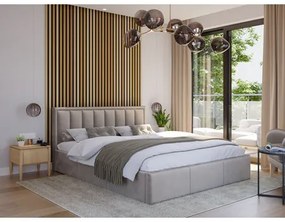 Kárpitozott ágy MOON mérete 140x200 cm Krém színű
