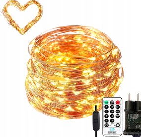 LED-es Karácsonyfa Lámpák Drót Dekoratív Elemek 100 Led Fehér Meleg 10m