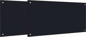 vidaXL Konyhai splashback 2 pcs Fekete 100 x 50 cm edzett üveg