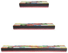 3 darabos fali polc szett 100x20x6 cm tömör mangófából