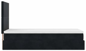 Ottomán ágykeret matracokkal fekete 80x200cm bársony