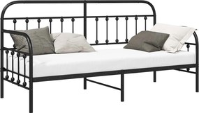 vidaXL Nappali ágykeret Fekete 80 x 200 cm Porszórt acél