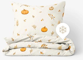 Goldea flanel ágyneműhuzat - őszi tökök és levelek 240 x 220 és 2db 70 x 90 cm