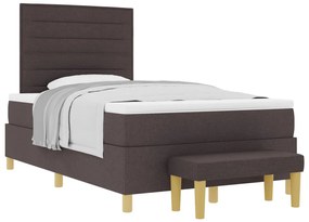 Box Spring ágy matraccal és paddal, sötétbarna, 120x190 cm, szövet