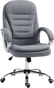 Vinsetto Irodai Szék - Munka Szék, Íróasztali Szék, Forgószék 360° Ergonomikus Hintázó Funkcióval, Magasság Állítható Szürke Vászon, 64 x 75 x 111-121