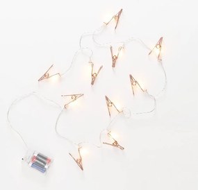 CLIP COUTURE égősor USB kábellel, rozéarany csipeszek 10 LED égő