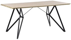 Ipari Stílusú Világos Fa És Fekete Étkezőasztal 160 x 90 cm  BUSCOT Beliani