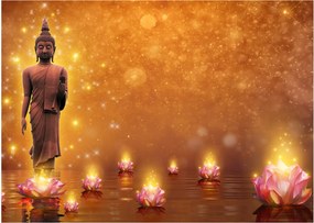 Kép - Buddha arany csillogással (üvegen) (70x50 cm)