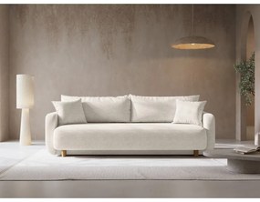 Krémszínű kinyitható tárolóhelyes kanapé 231 cm Elen – Micadoni