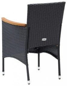 vidaXL 7 részes fekete polyrattan kerti étkezőgarnitúra párnákkal
