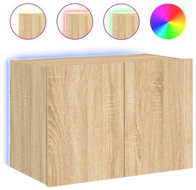 sonoma tölgy színű fali TV-szekrény LED-ekkel 60x35x41 cm