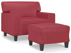 vidaXL bordó műbőr kanapéfotel lábtartóval 60 cm