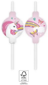 Unikornis Rainbow Colors papír szívószál, 4 db-os szett FSC