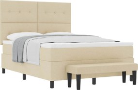 vidaXL Boxrugós ágy matracmal fejtámlával Krém 140 x 200 cm szövet