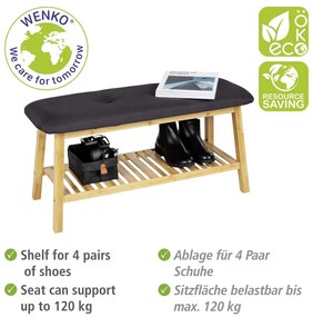 Fekete-natúr színű bambusz ülőkés cipőtartó Ecori – Wenko