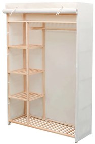 fenyőfa és szövetanyag ruhásszekrény 110 x 40 x 170 cm