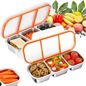 Légmentesen Záródó Acél Uzsonnás Doboz 3 Rekesszel Az Egészséges Étkezéshez