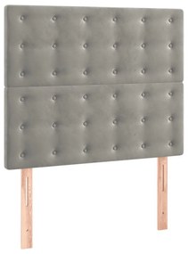 világosszürke bársony rugós és LED-es ágy matraccal 120x200 cm