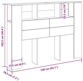 Fejhajtó szekrény Musta tammi 140 x 19 x 104.5 cm Faanyag