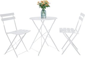 Kerti szett 1+2, fehér, acél, OBAX