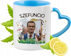 Mateusz Morawiecki Kék bögre szív alakú füllel Ajándék
