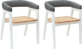 vidaXL Étkező Székek 2 pcs Fehér 54 x 57 x 73 cm Tömör Gumi Fa