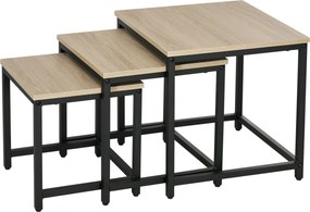 HOMCOM 3 darabos kávasztal szett, acél vázzal, ipari design | Aosom