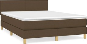 vidaXL sötétbarna szövet rugós ágy matraccal 140 x 200 cm
