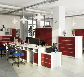 PC asztal Aziza  (fehér + fényes piros). Akció -15%. 1069606