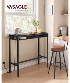 Bárasztal, magas konzolasztal töltőállomással és szövet fiókkal, fekete