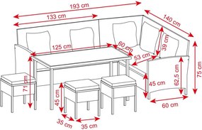ALTEA Kerti rattan sarokgarnitúra - Szürke