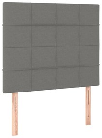 sötétszürke szövet rugós és LED-es ágy matraccal 90x190 cm