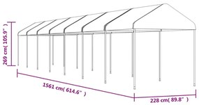 vidaXL fehér polietilén pavilon tetővel 15,61 x 2,28 x 2,69 m