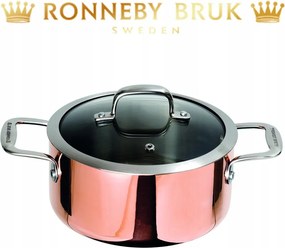 Réz lábas fedővel és két fogantyúval 5l Ronneby Bruk