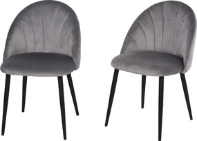 HOMCOM 2 db-os Étkezőszék Konyhai Szék Kagylóformájú Háttal, Bársonyos Hatású Kárpitozott Karosszék Lábpihenővel, Nappali Szék Acél Lábakkal Étkezőasz