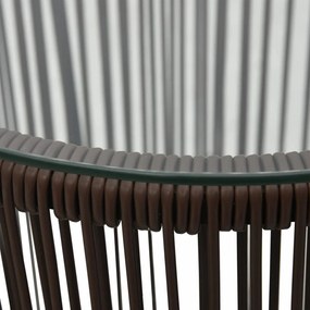 3 darabos barna PE rattan bisztrószett párnával
