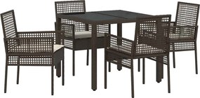 vidaXL Kert étkező szett 5 pcs Barna polirattan