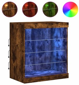 füstös tölgy színű tálalószekrény LED-ekkel 60,5 x 37 x 67 cm