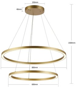 Brilagi - LED dimmelhető kábelre függesztett csillár PORTOFINO LED/98W/230V átm. 80 cm arany +távirányító